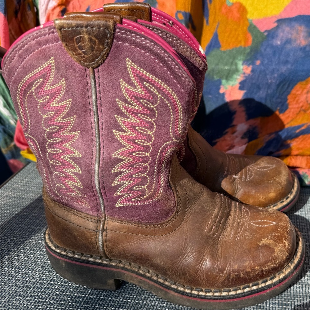 Ariat Fat Baby Thunderbird Pink and Brown Western Boots